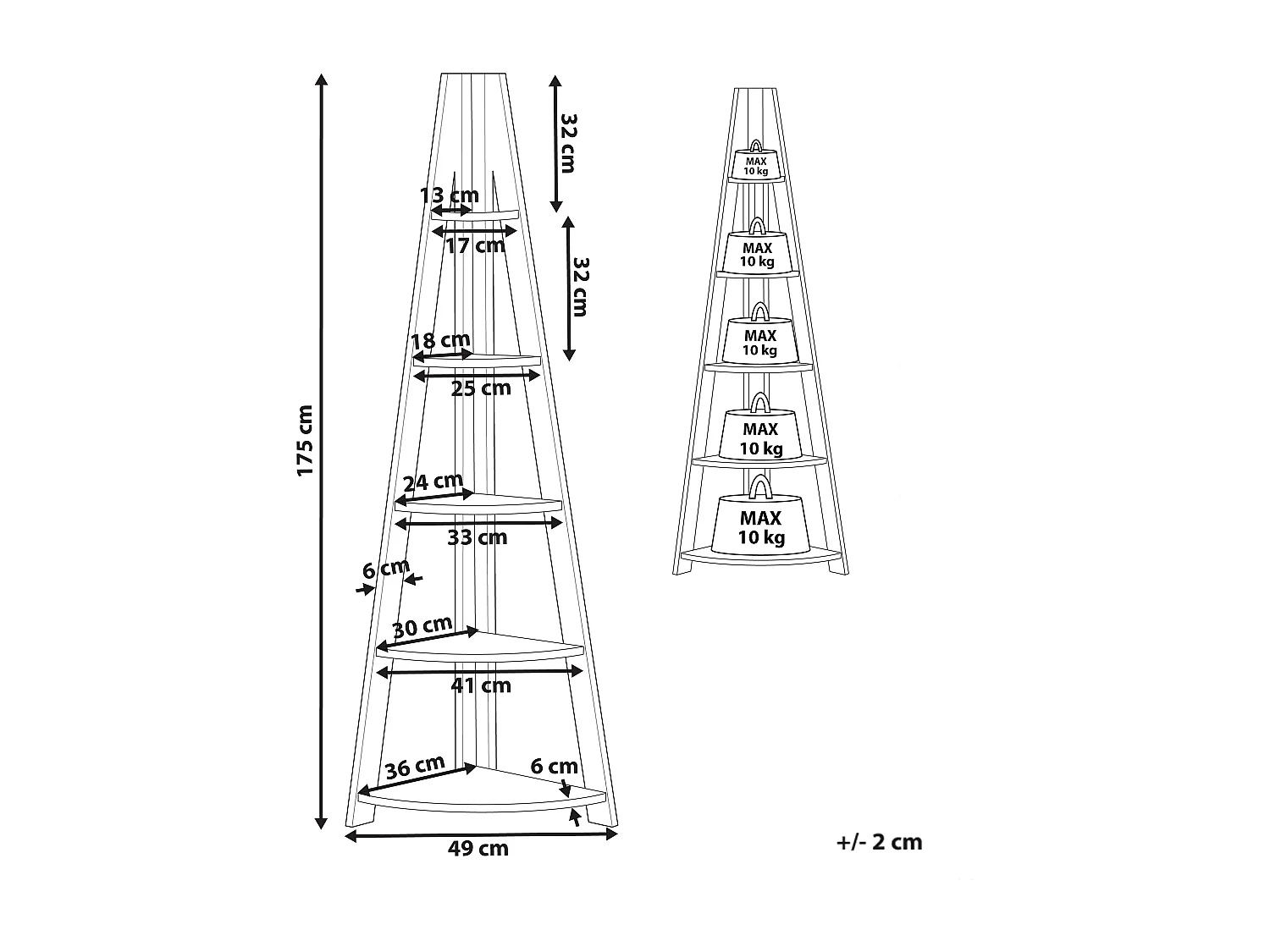 Bibliothèque d\'angle à 5 étages MOBILE SOLO 175 cm Marron/blanc
