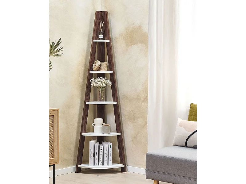 Bibliothèque d'angle à 5 étages MOBILE SOLO 175 cm Marron/blanc