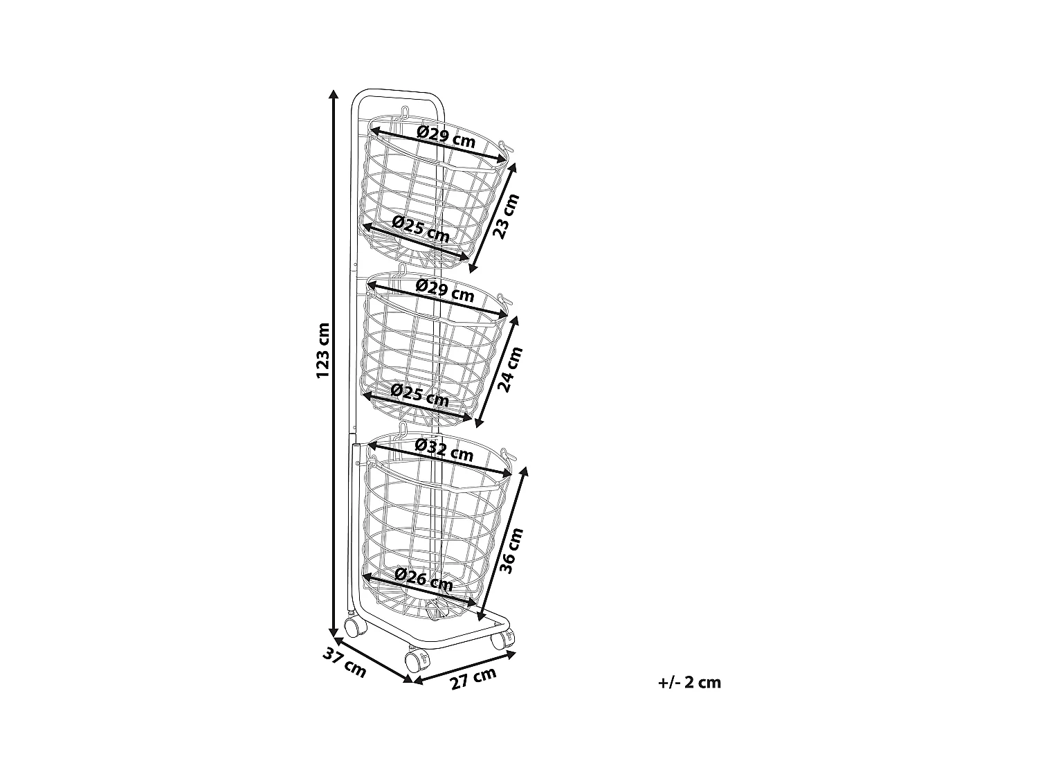 Mandenrek AYAPAL met wielen Metaal Wit