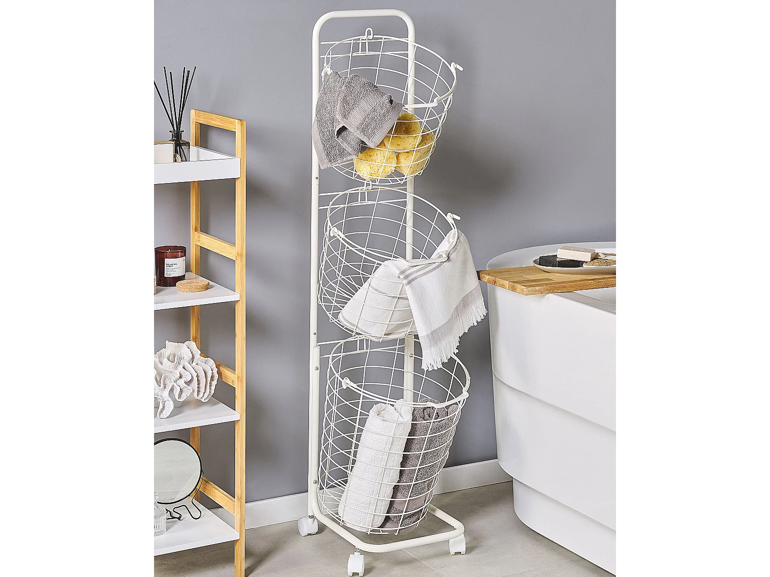 Support de panier AYAPAL avec roues Métal Blanc