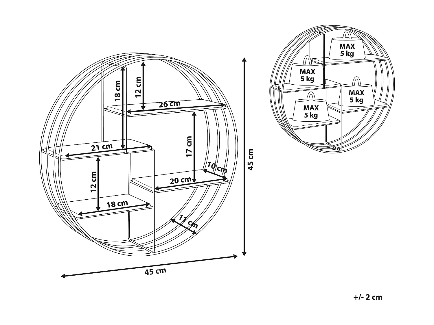 Étagère murale SANDIA Métal Noir
