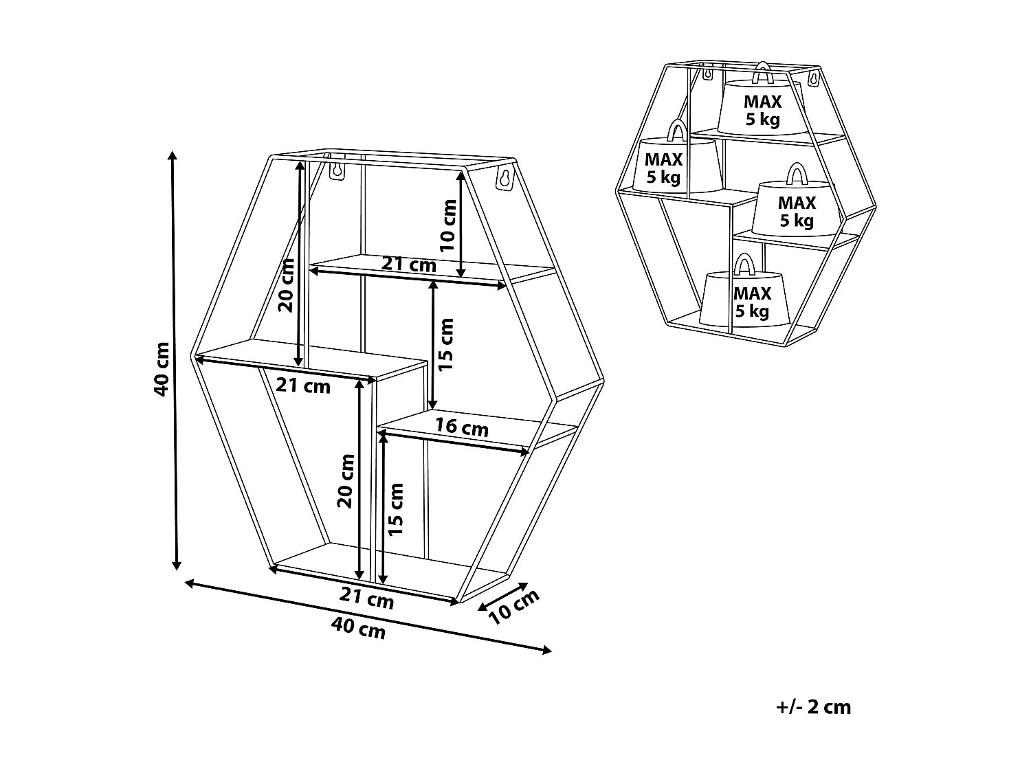 Wandplank TIGARD Metaal Zwart