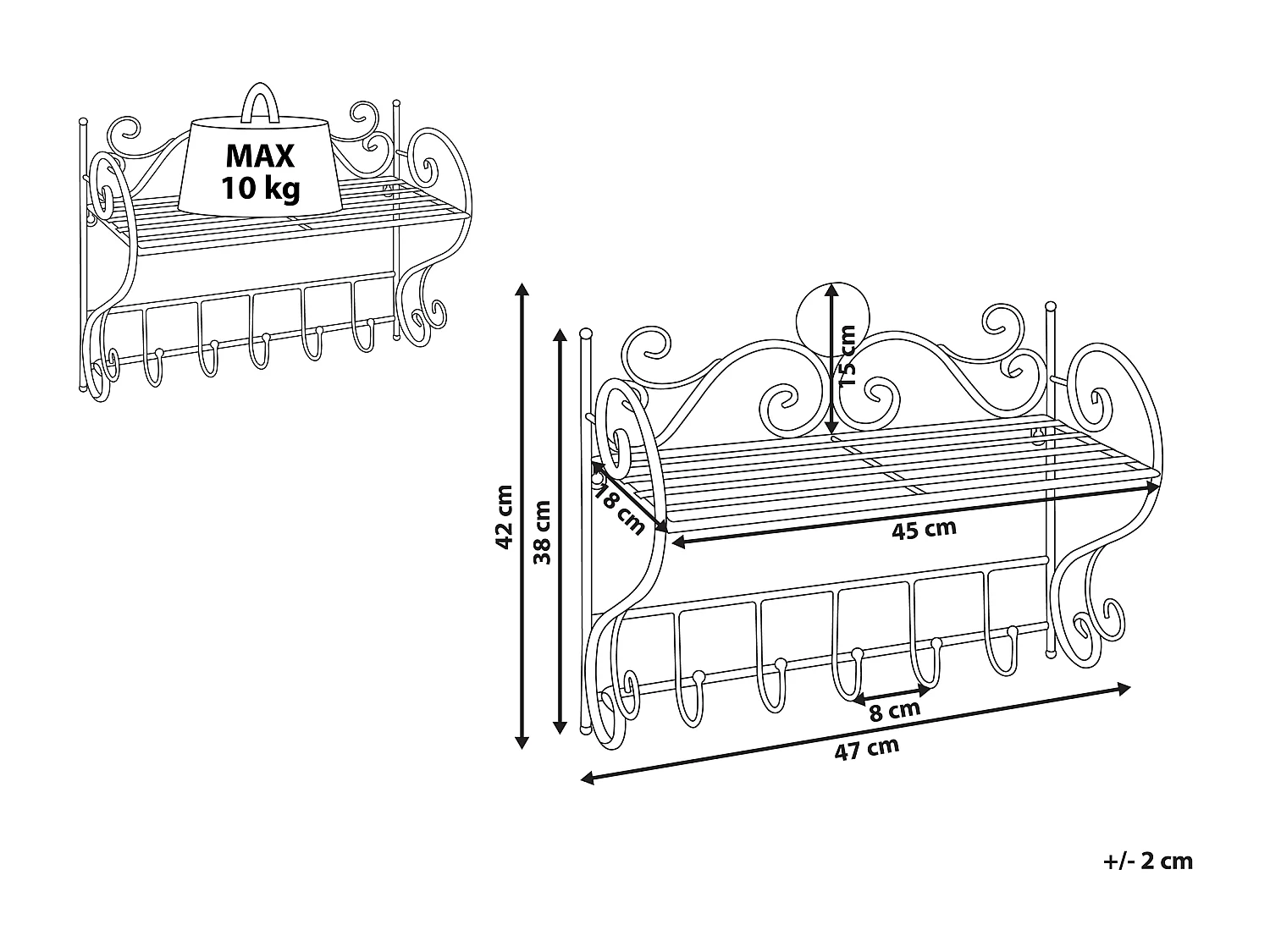 Estante de metal blanco 42 cm OSORNO