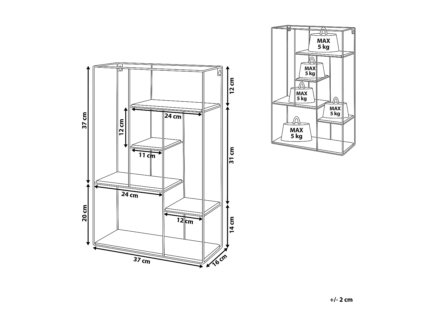 Prateleira de parede LAUREL Preto