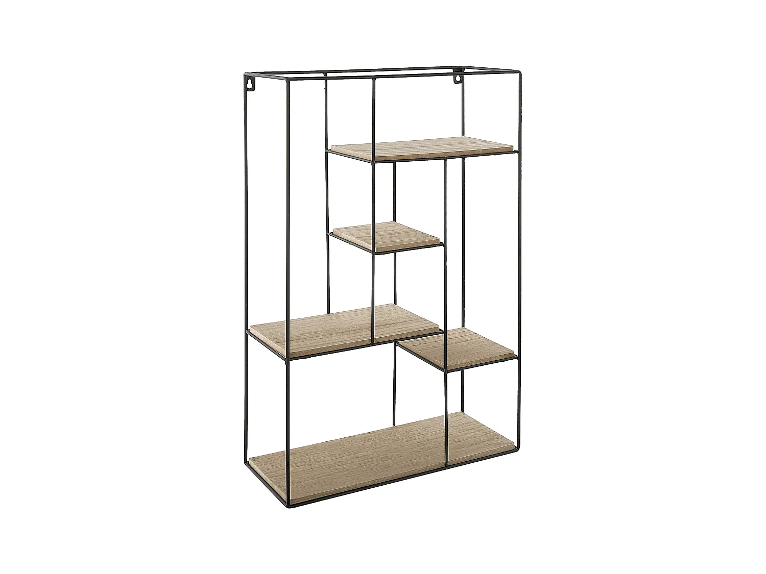 Wandregal Metall schwarz Holzoptik hellbraun 5 Fächer Loft Stil Laurel