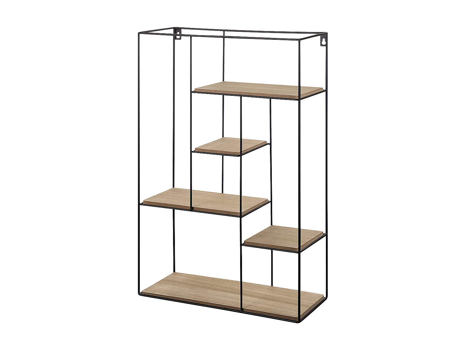 Wandregal Metall schwarz Holzoptik hellbraun 5 Fächer Loft Stil Laurel