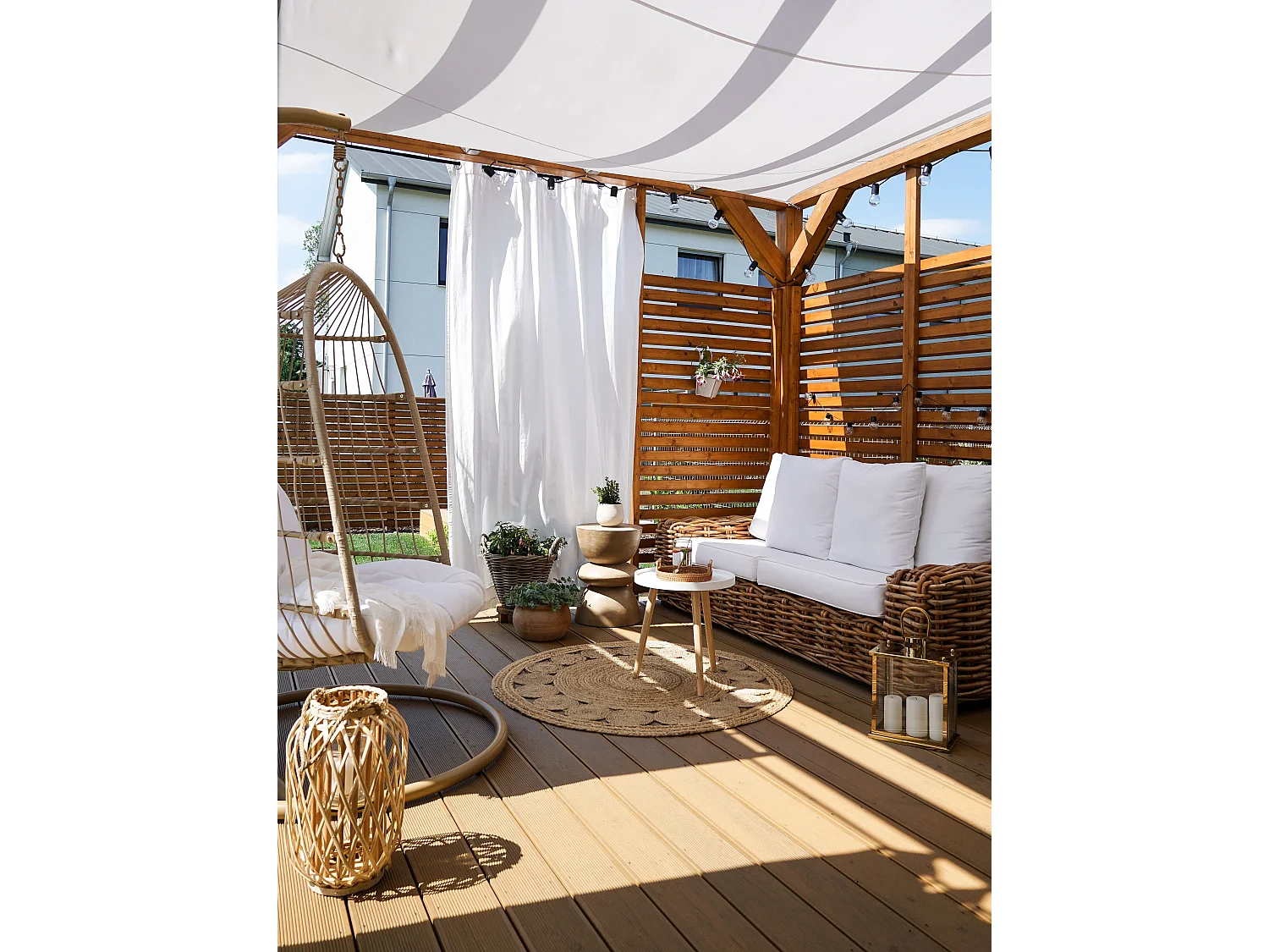 Tuin loungebank 3-zitter FORLI Rotan Natuurlijk