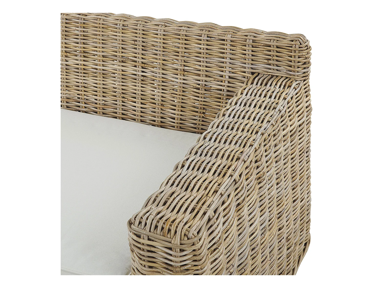 Klassisches Gartensofa hellbraun mit Auflagen in Cremeweiß Rattan 2-Sitzer Ardea