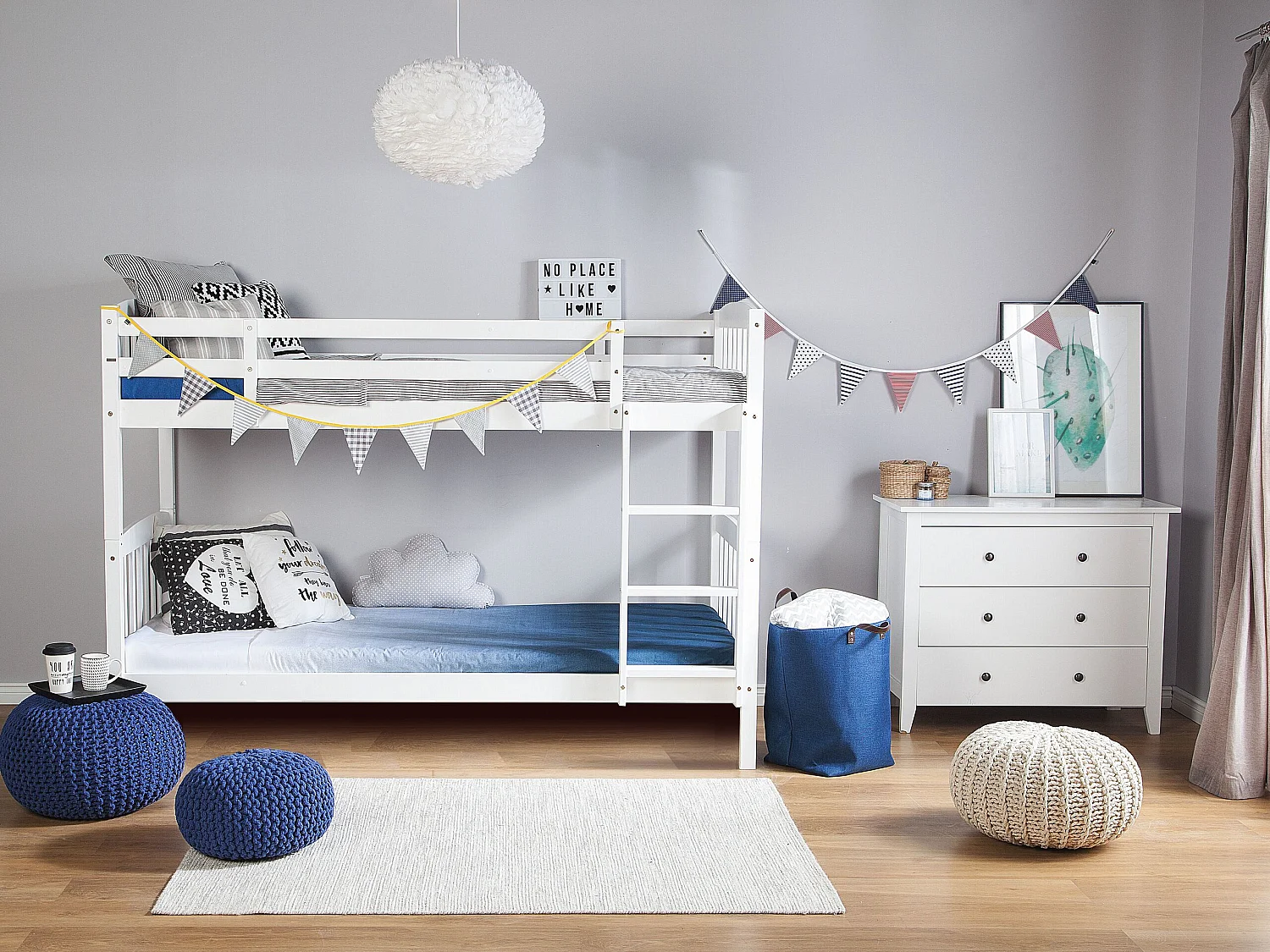 Lit superposé Bois de pin REVIN 90 x 200 cm Blanc
