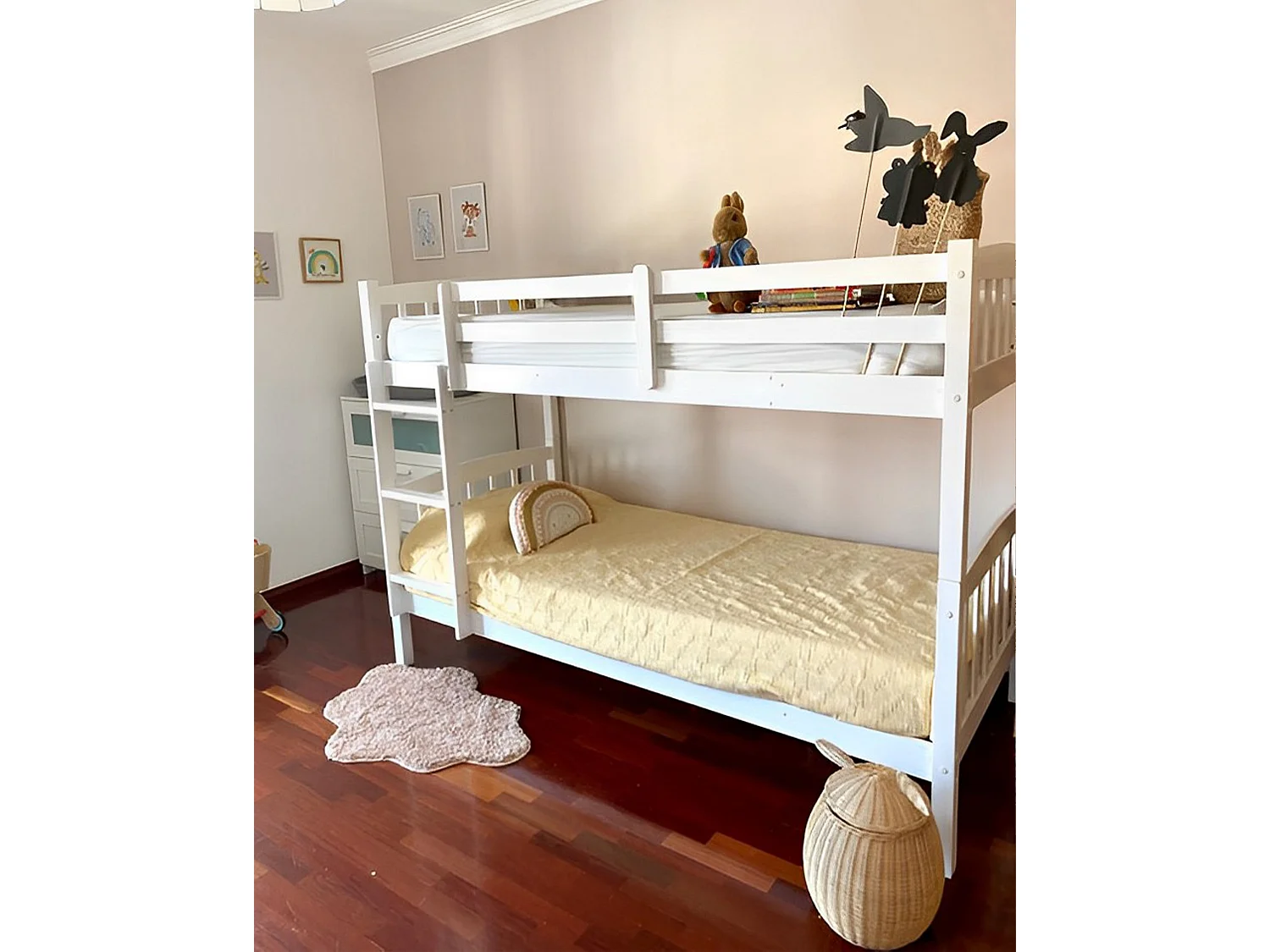 Lit superposé Bois de pin REVIN 90 x 200 cm Blanc