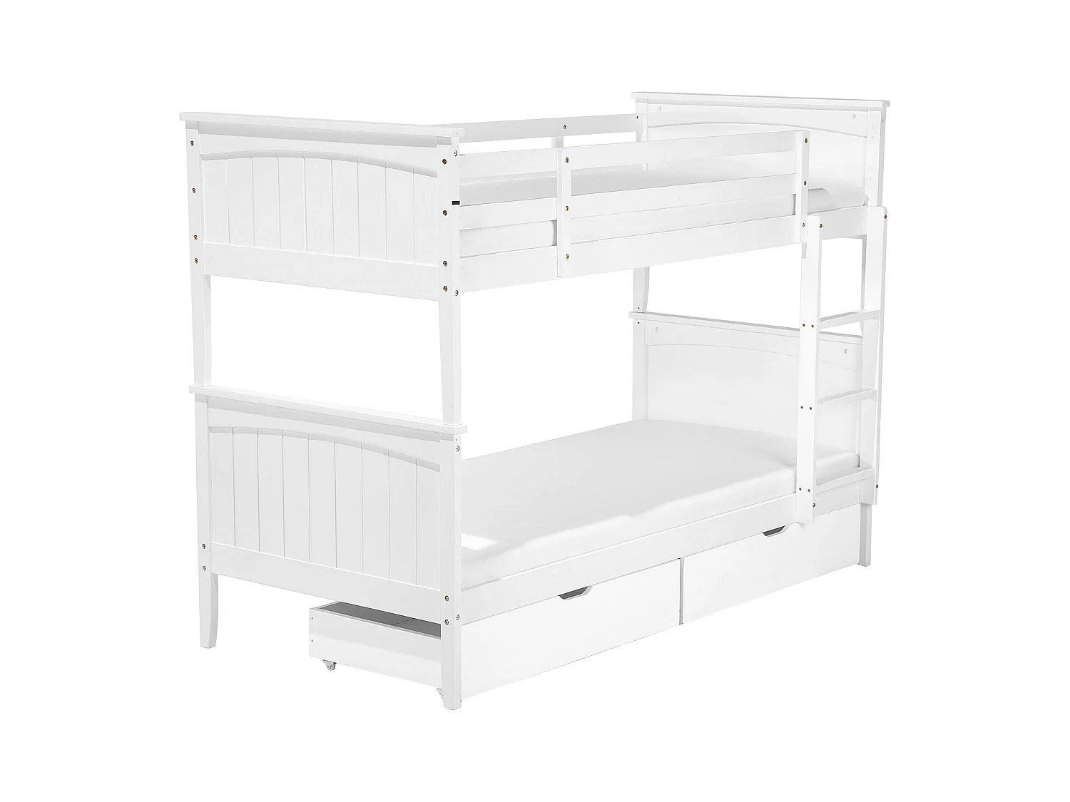 Letto a castello con cassetti Legno di pino ALBON 90 x 200 cm Bianco