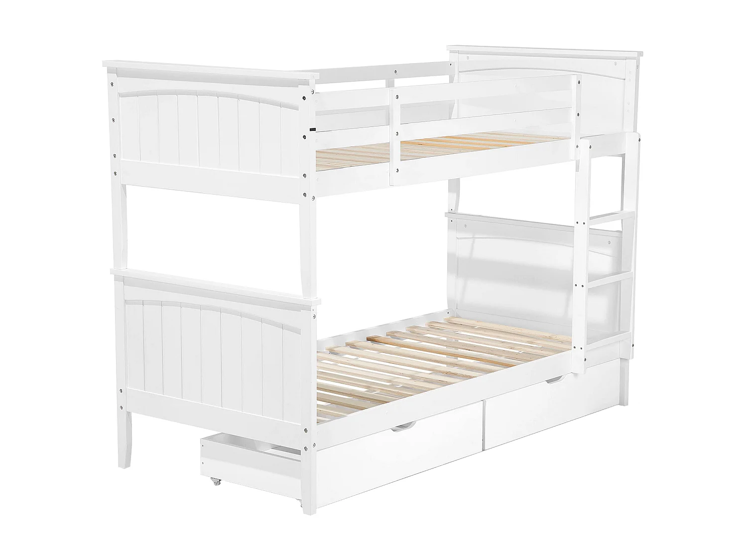 Bunk Bed with Drawers ALBON Pine Wood White 90 x 200 cm (EU Single)