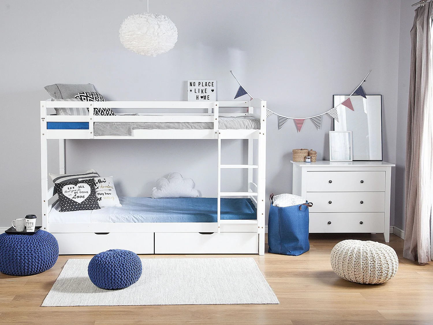 Łóżko piętrowe z szufladami Drewno sosnowe REGAT 90 x 200 cm Biały