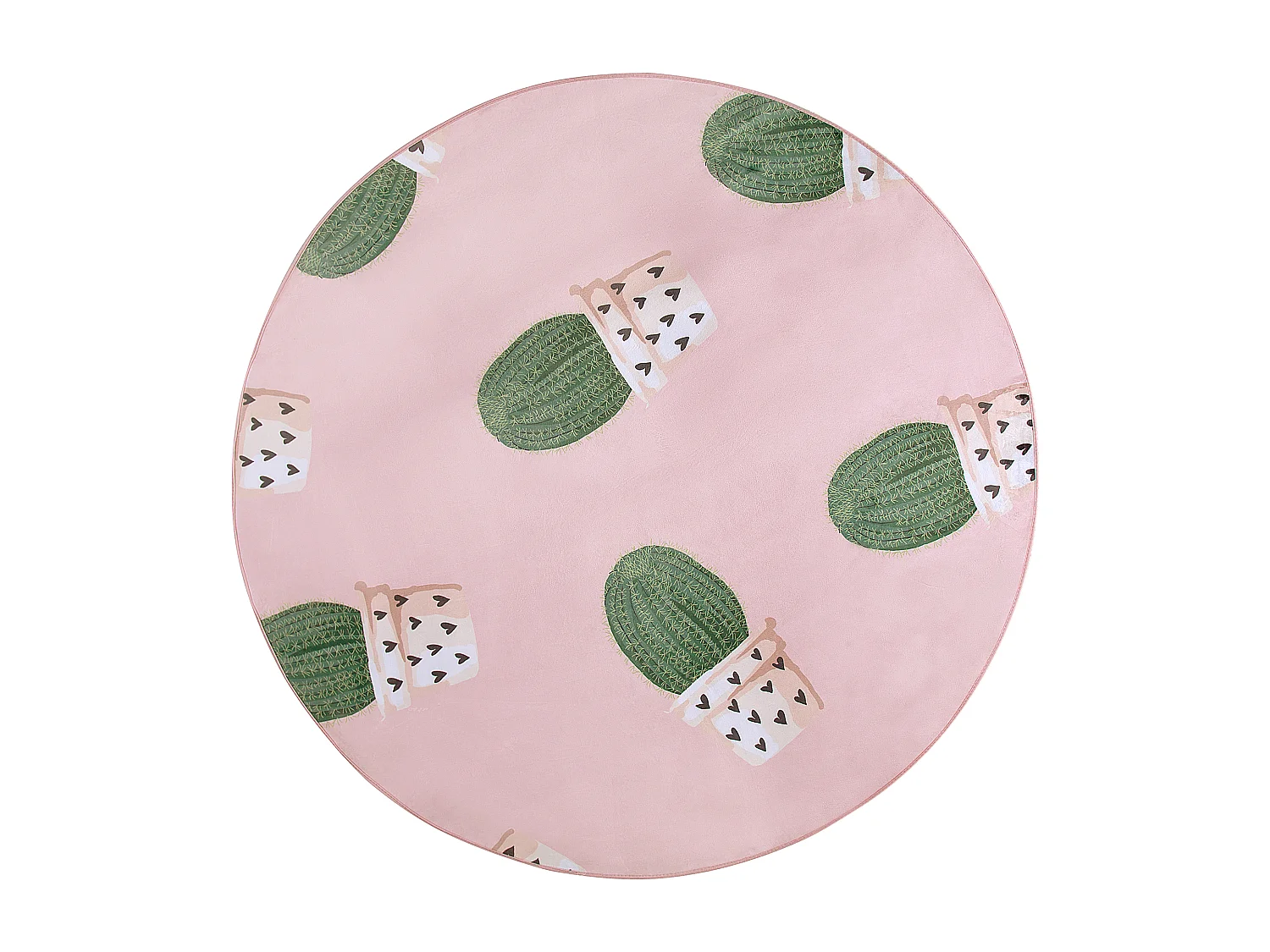 Tapis rose rond motif cactus ⌀ 120 cm ELDIVAN