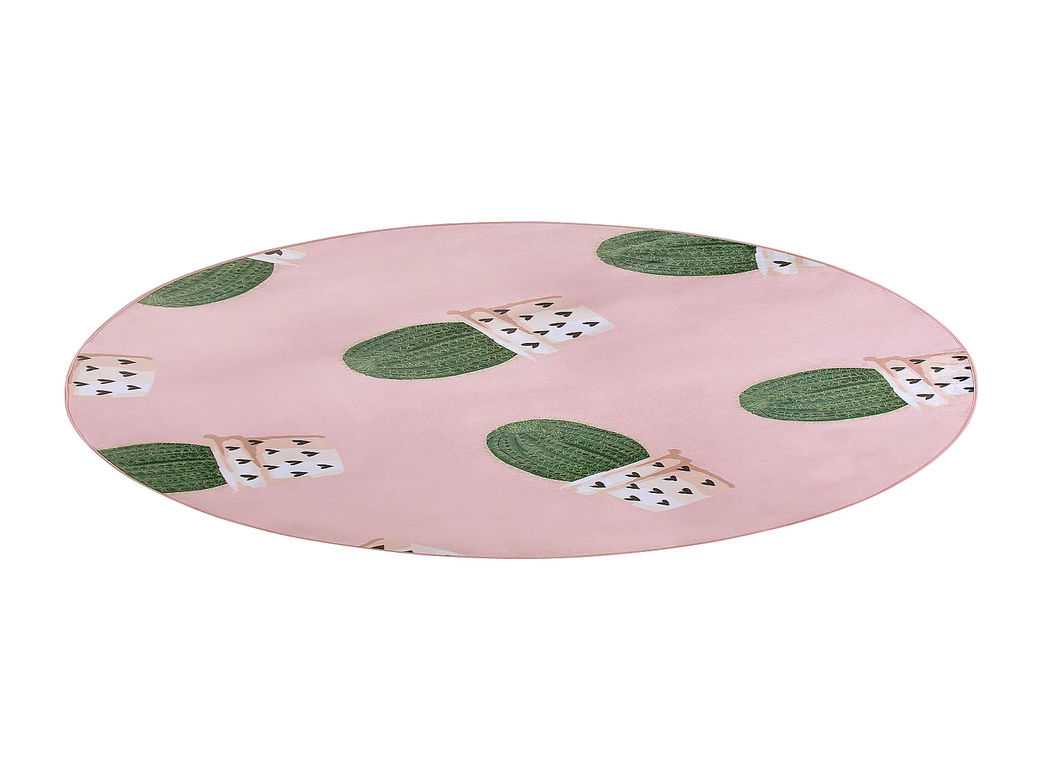 Tapis rose rond motif cactus ⌀ 120 cm ELDIVAN