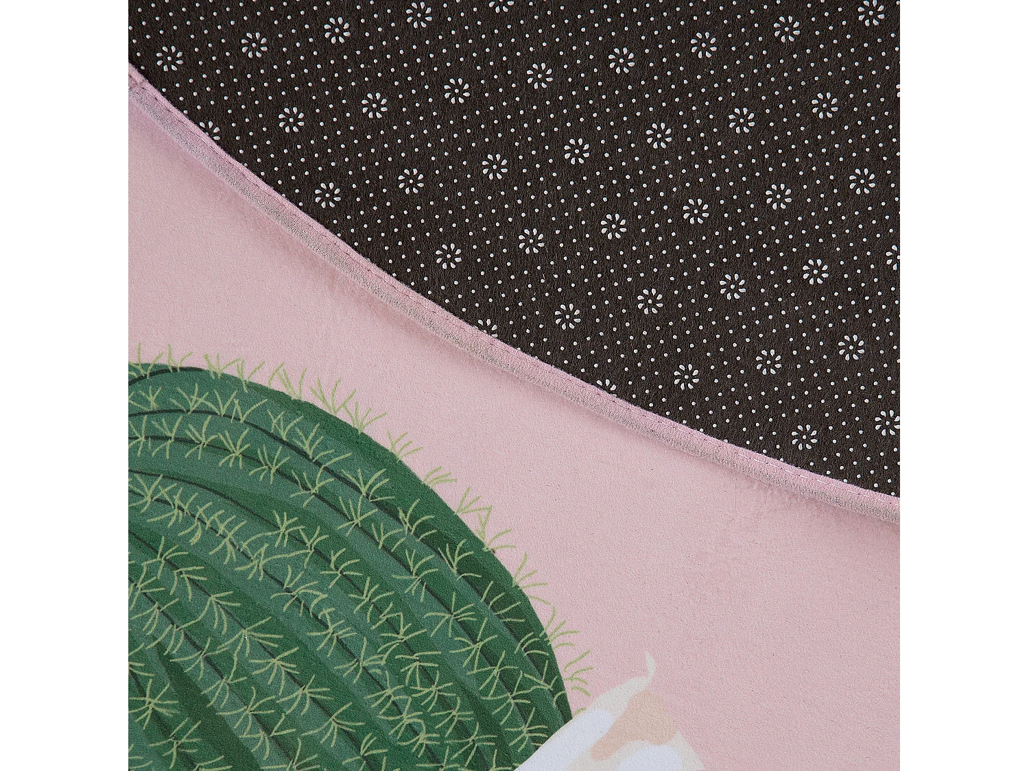 Tapis rose rond motif cactus ⌀ 120 cm ELDIVAN