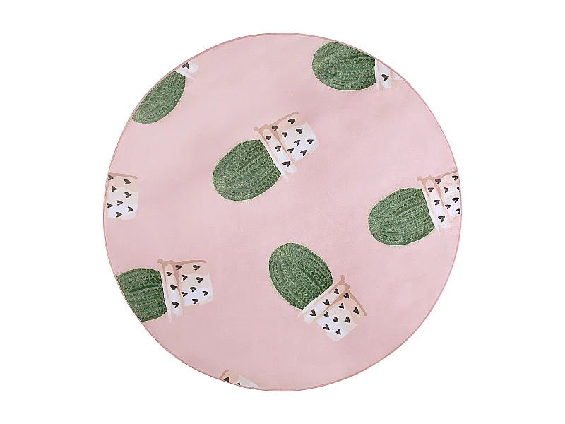 Alfombra rosa motivo cactus ⌀ 120 cm ELDIVAN