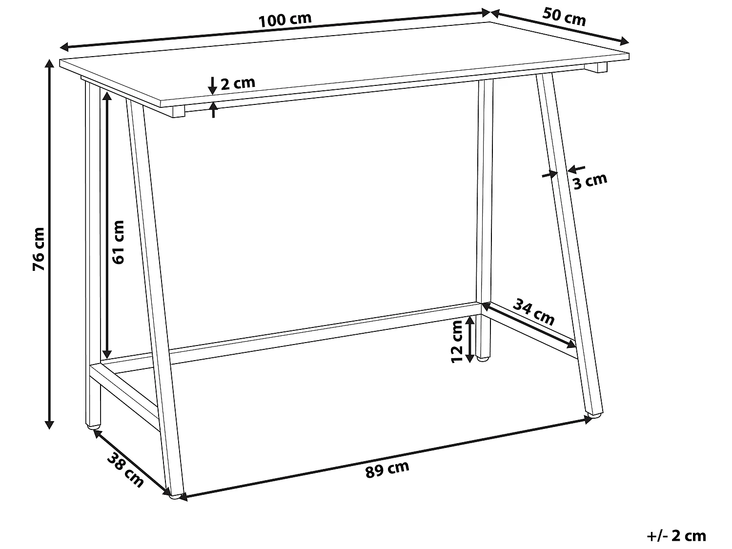 Scrivania 100 x 50 cm legno scuro e nero VILSECK