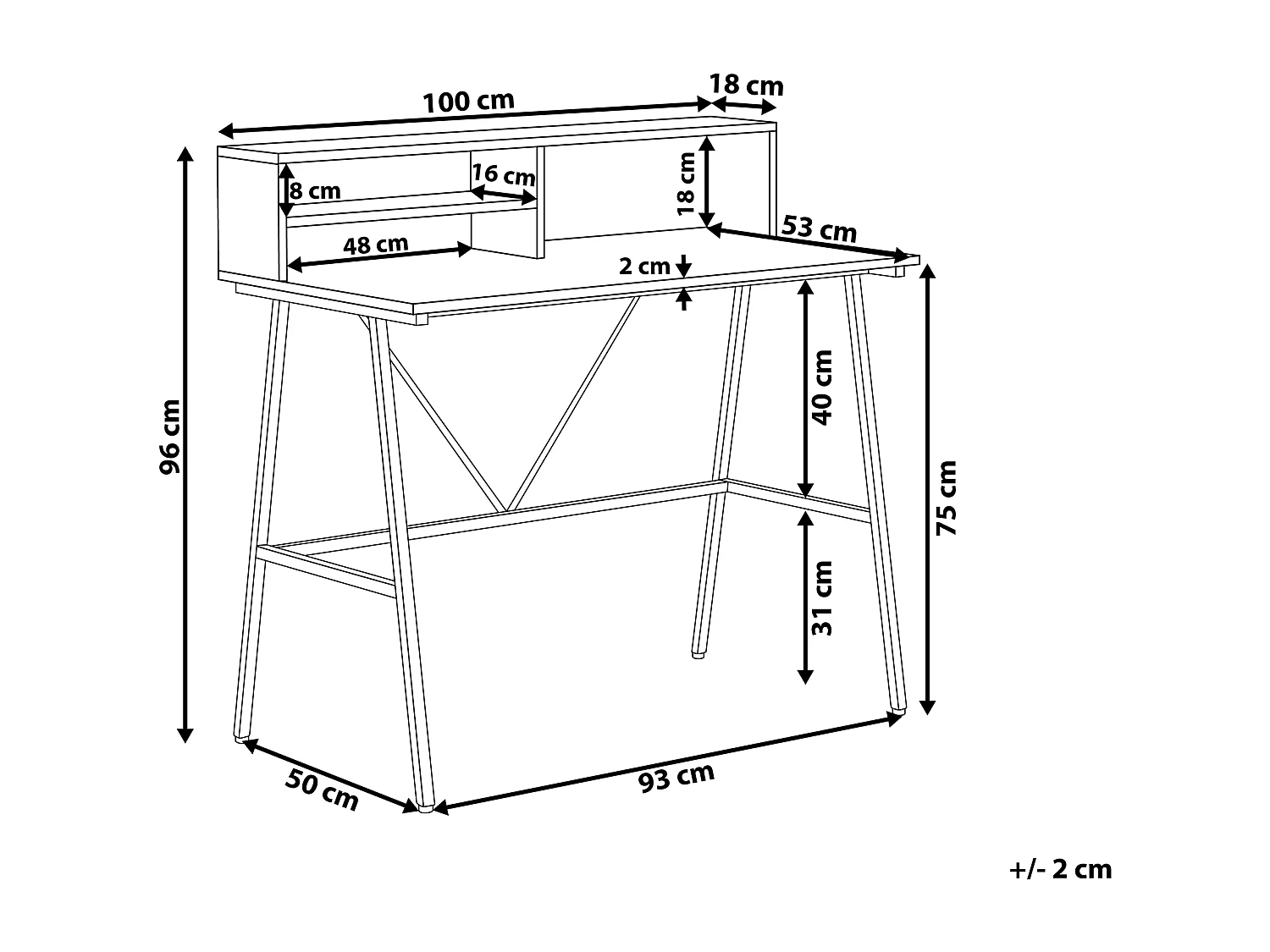 Table de bureau HARISON Marron foncé 100 cm 53 cm