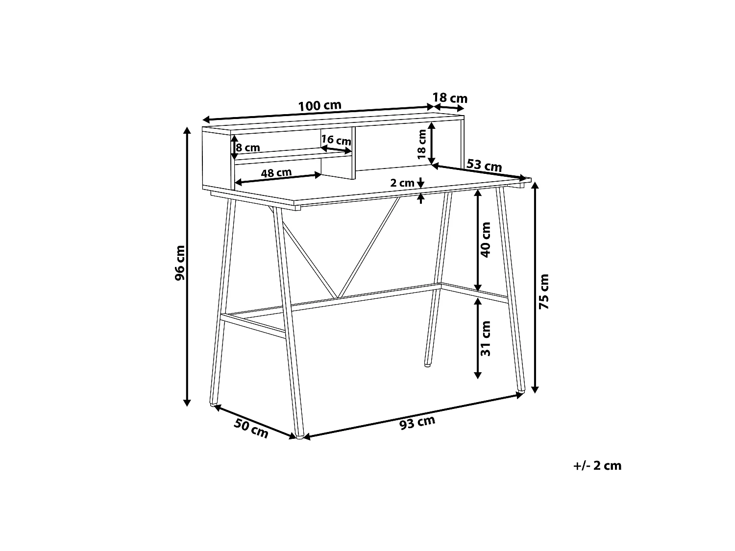 Table de bureau HARISON Marron foncé 100 cm 53 cm