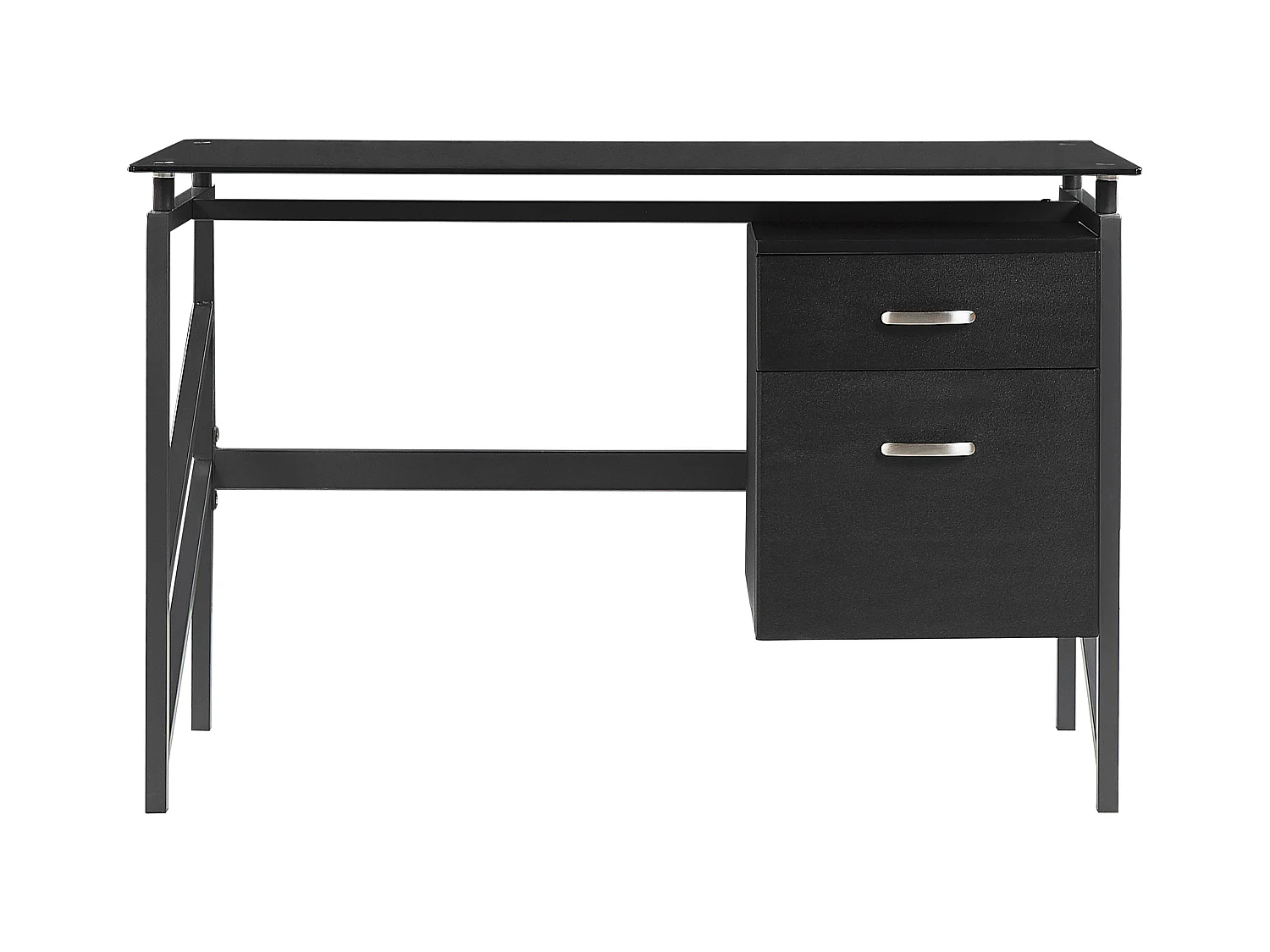 Moderner Schreibtisch in Schwarz mit Glasplatte 117 x 57 cm Moriton