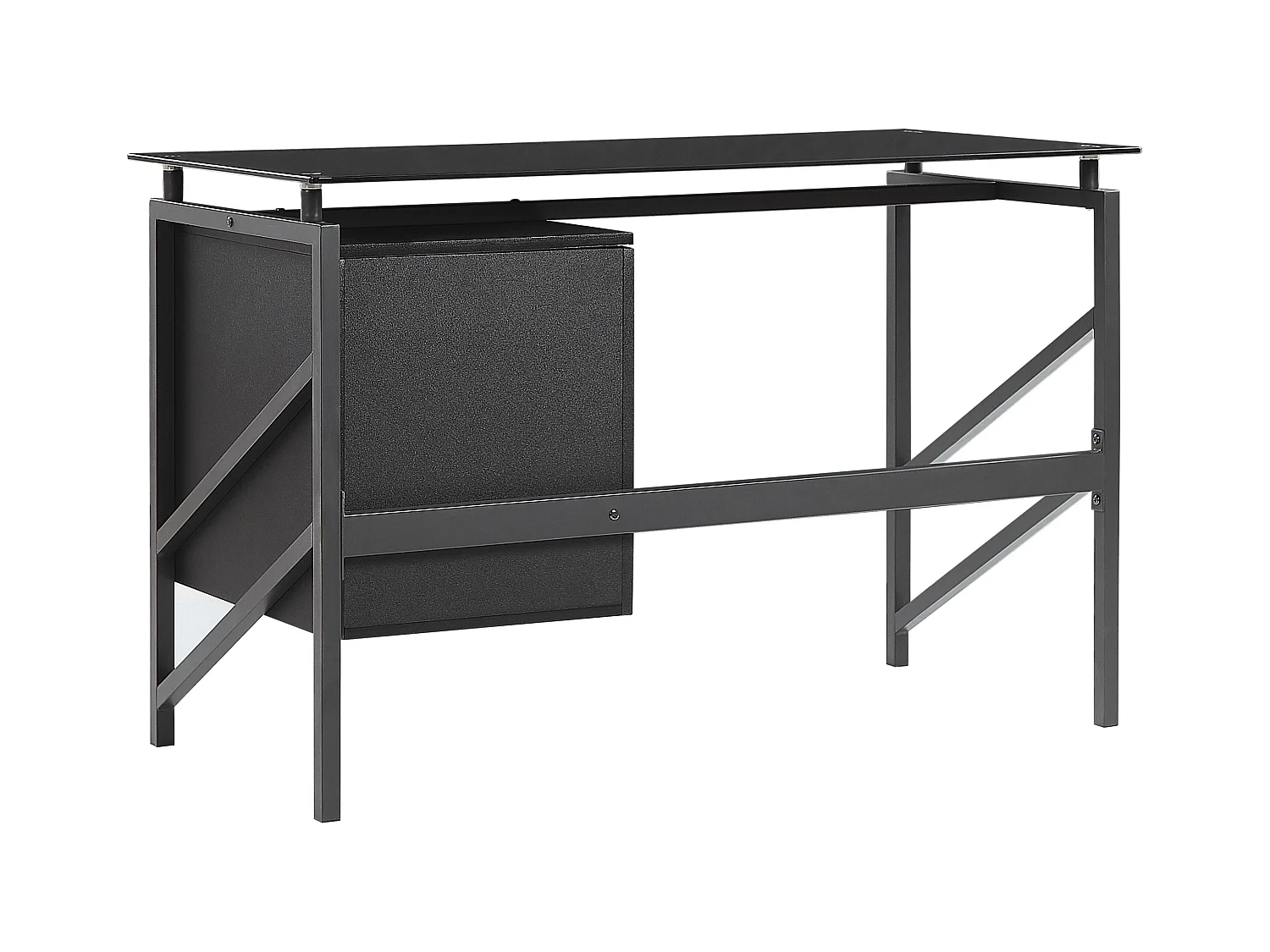 Moderner Schreibtisch in Schwarz mit Glasplatte 117 x 57 cm Moriton