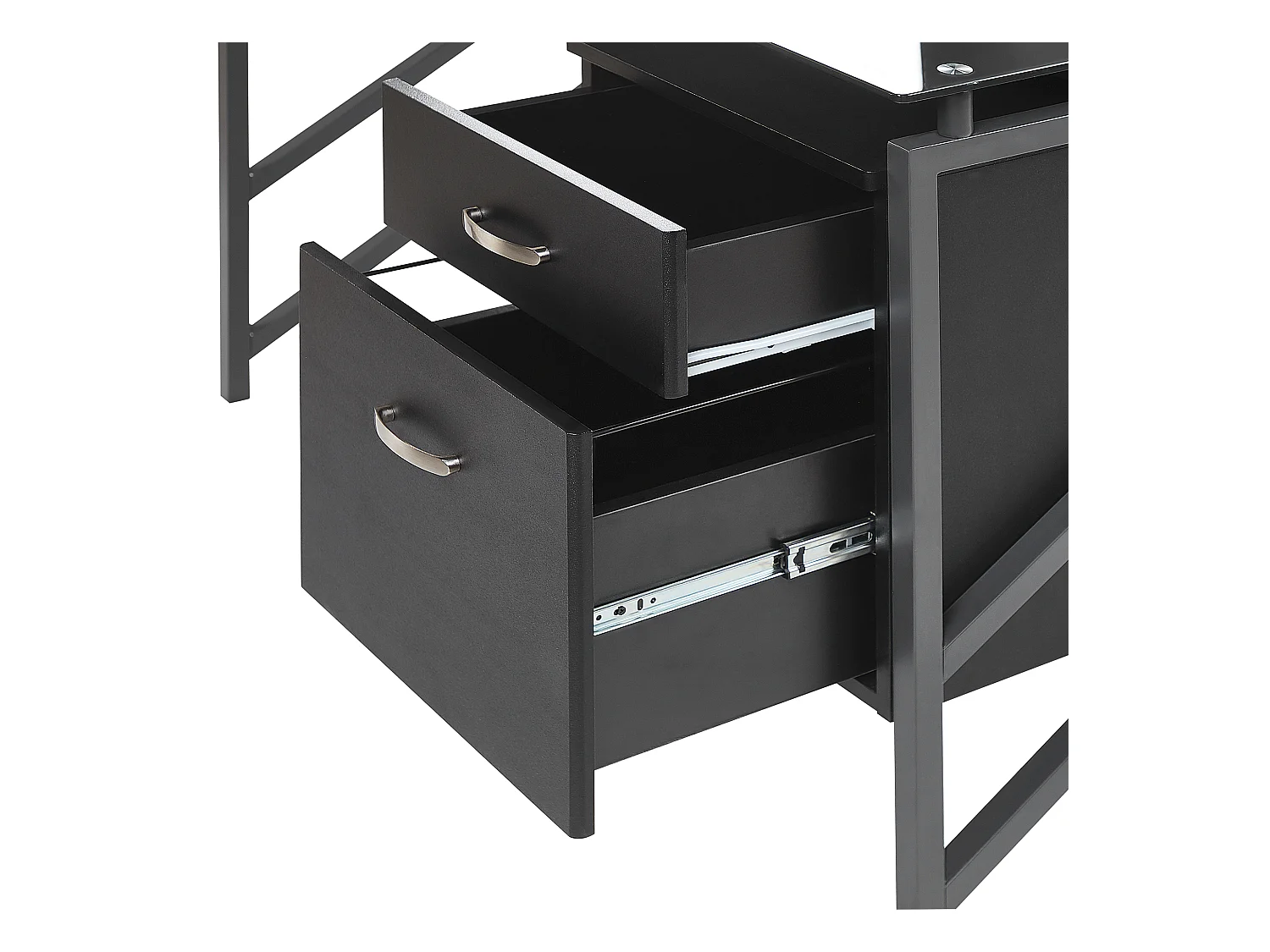 Moderner Schreibtisch in Schwarz mit Glasplatte 117 x 57 cm Moriton