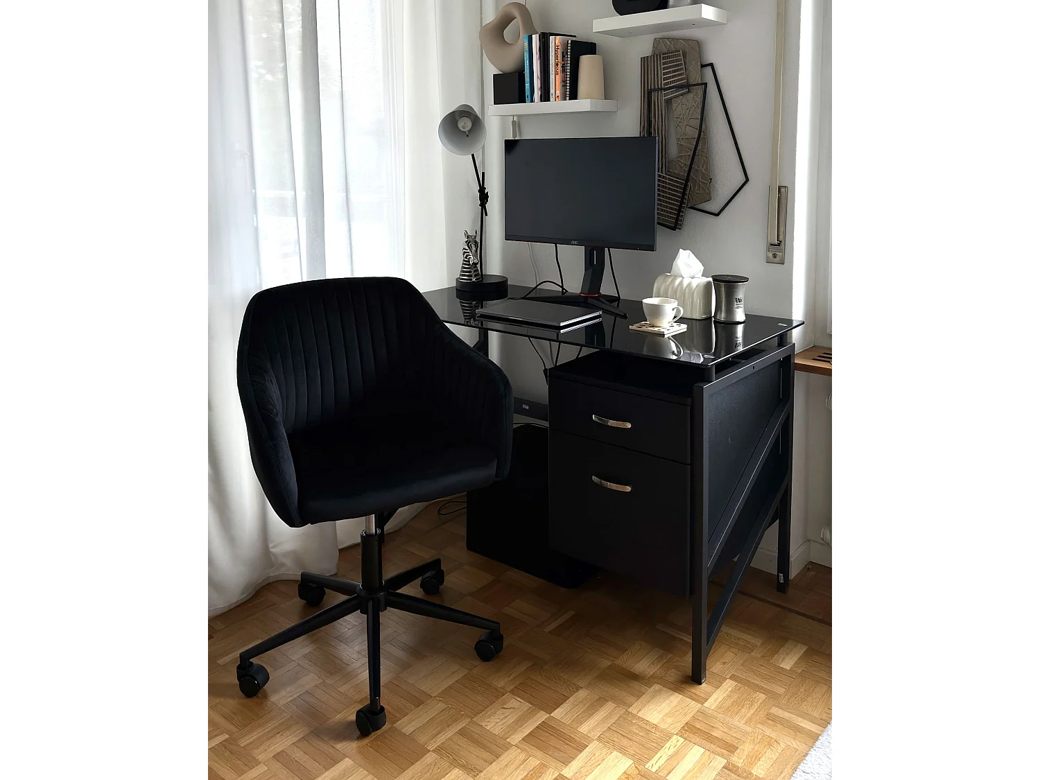 Table de bureau MORITON Noir 117 cm 57 cm avec rangement