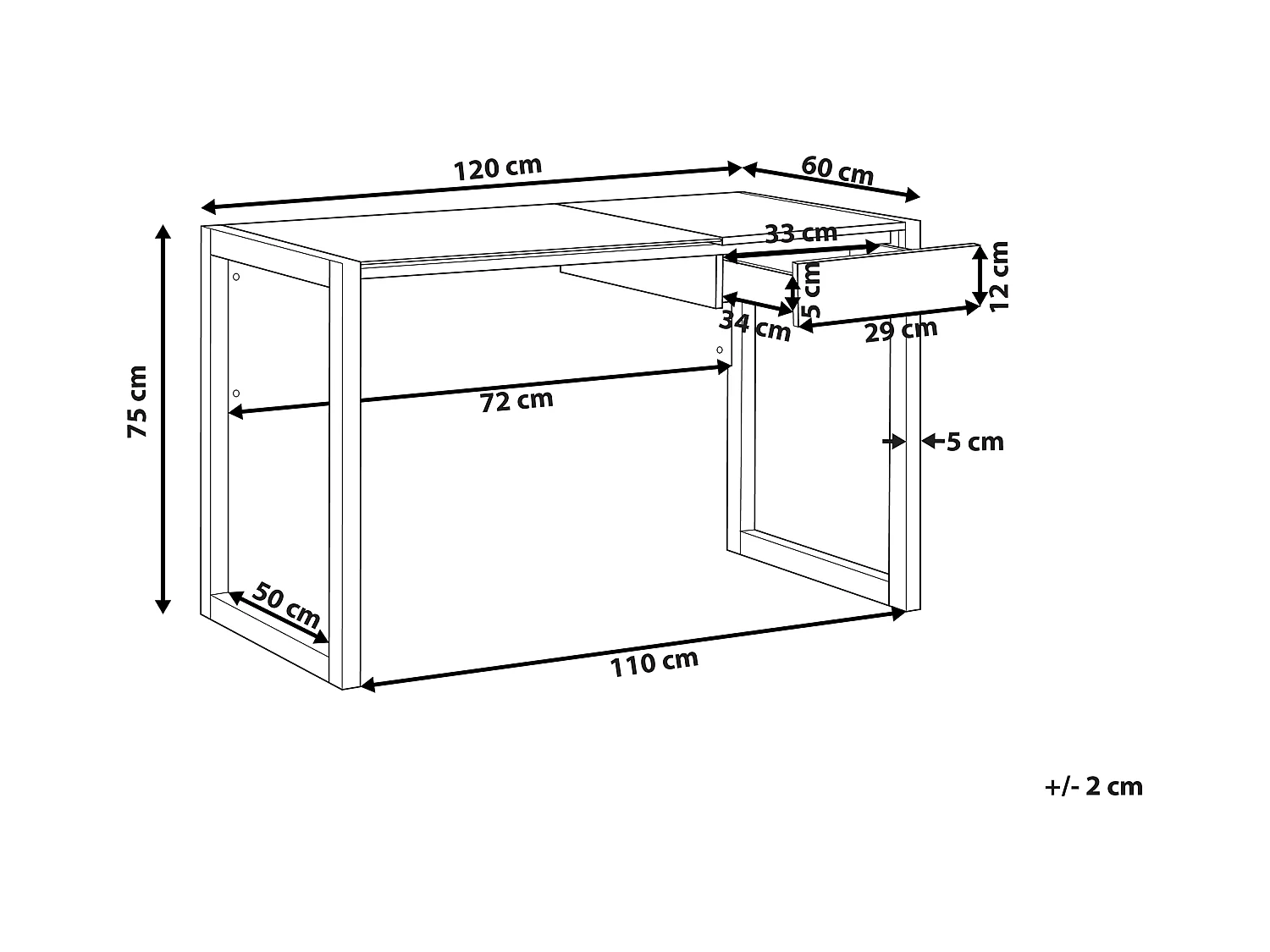 Biurko z szufladą 120 x 60 cm białe z jasnym drewnem JENKS