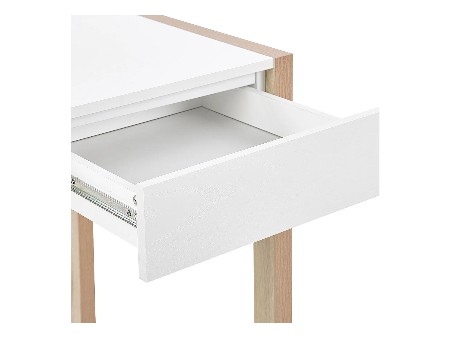Biurko z szufladą 120 x 60 cm białe z jasnym drewnem JENKS
