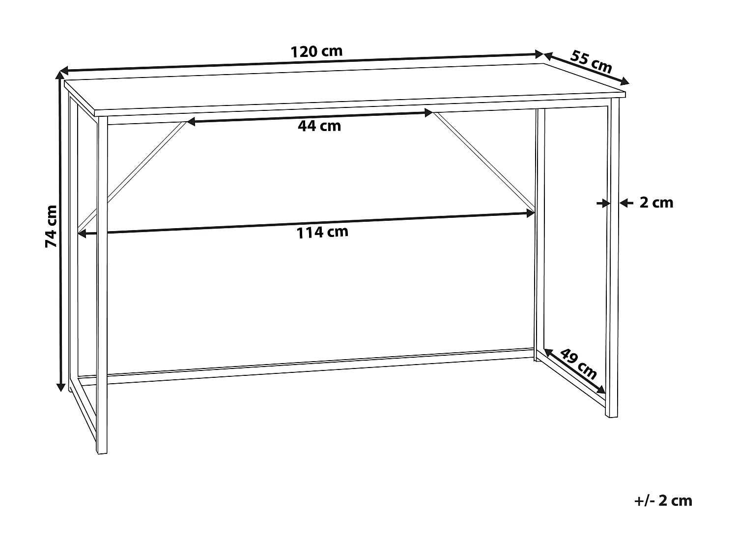 Bureau PEMBRO Donkerbruin 120 cm 55 cm