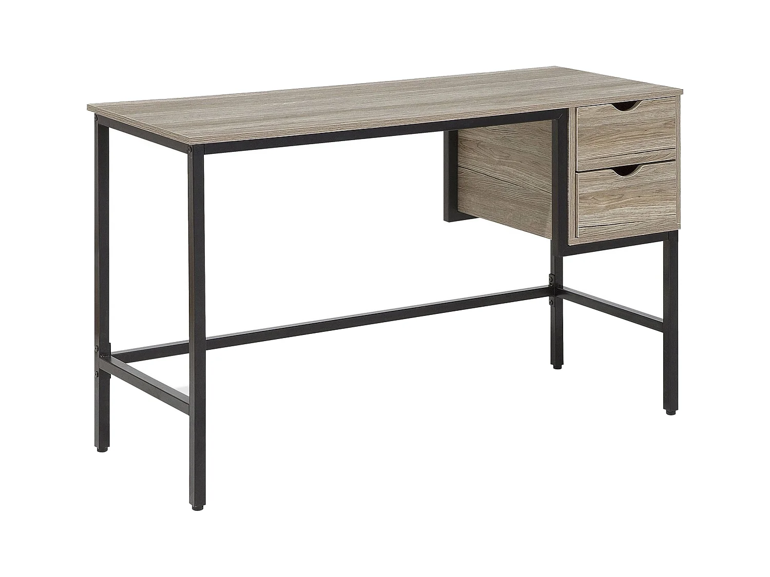 Schreibtisch hellbraun mit 2 Schubladen 120 x 48 cm Metallgestell schwarz Grant
