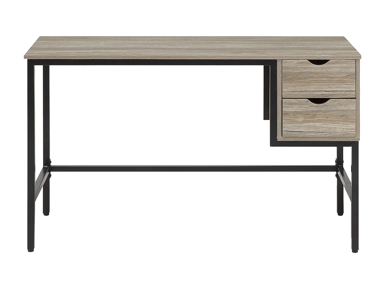 Schreibtisch hellbraun mit 2 Schubladen 120 x 48 cm Metallgestell schwarz Grant