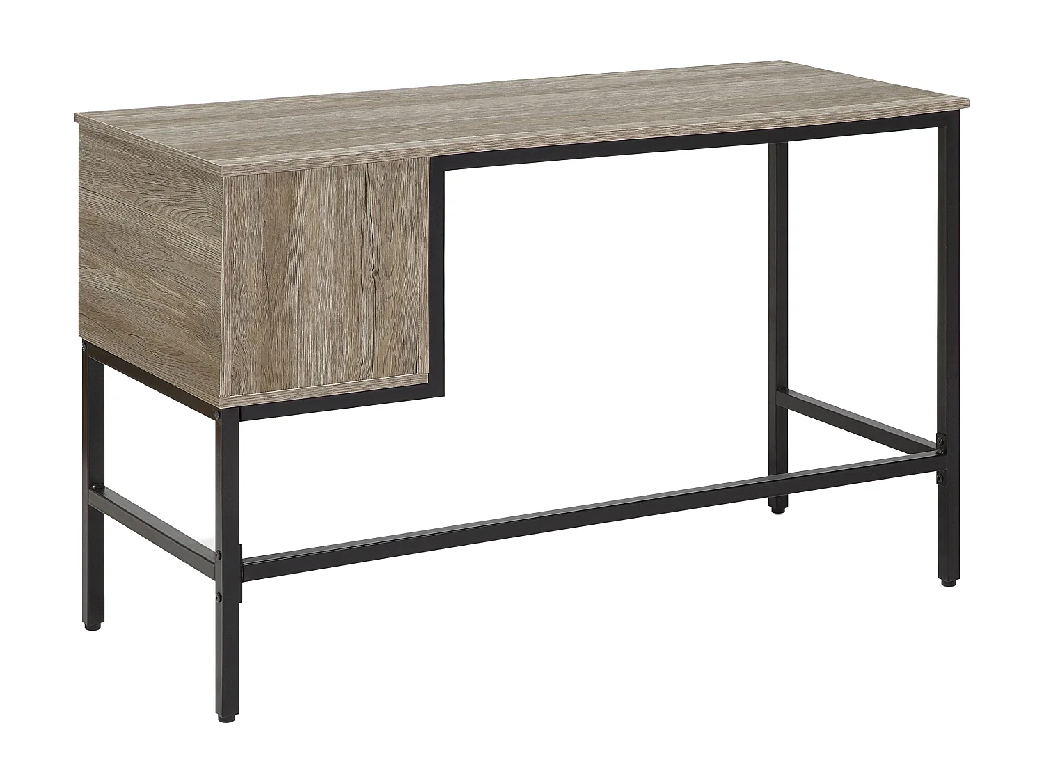 Schreibtisch hellbraun mit 2 Schubladen 120 x 48 cm Metallgestell schwarz Grant