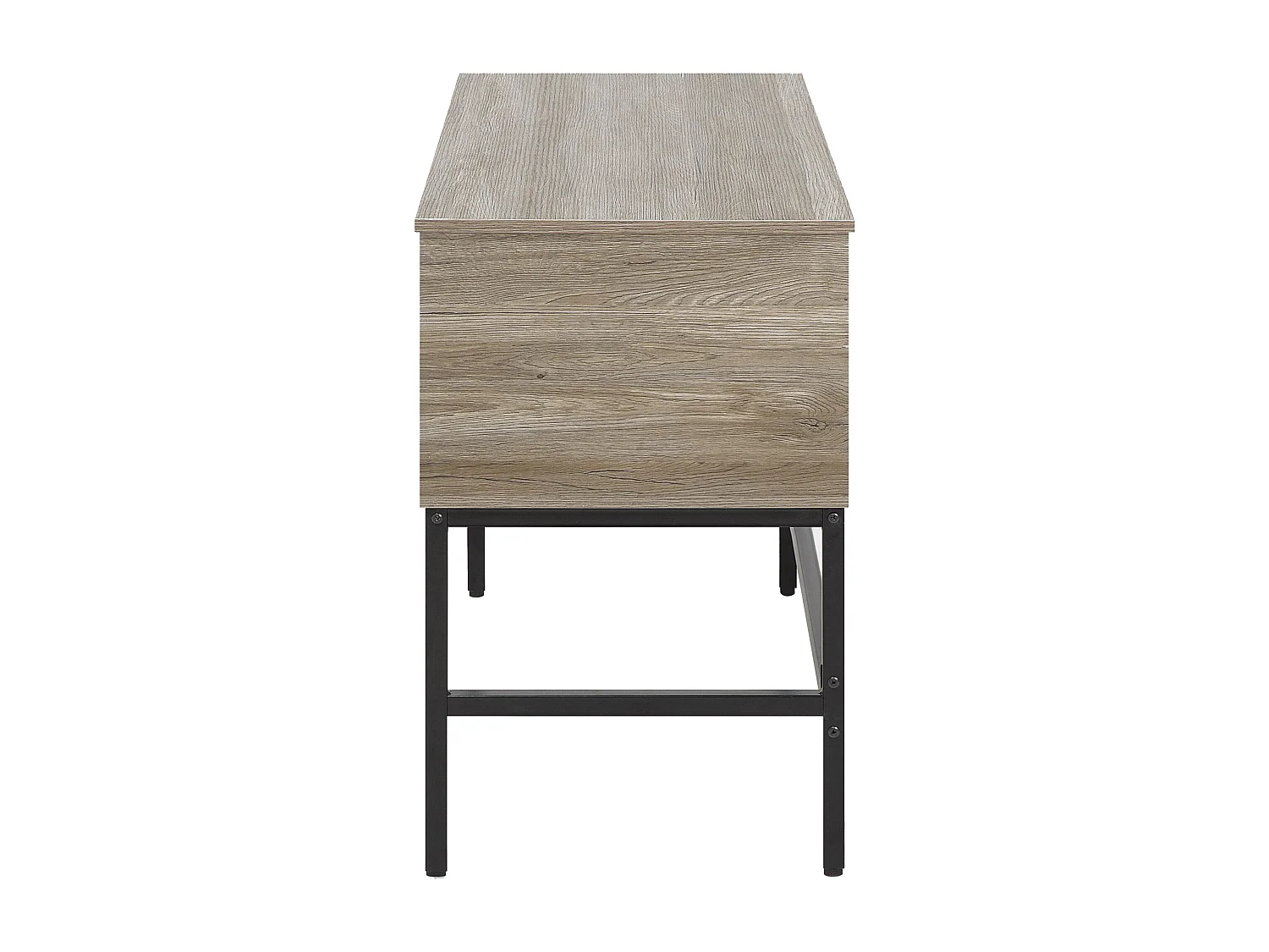 Schreibtisch hellbraun mit 2 Schubladen 120 x 48 cm Metallgestell schwarz Grant