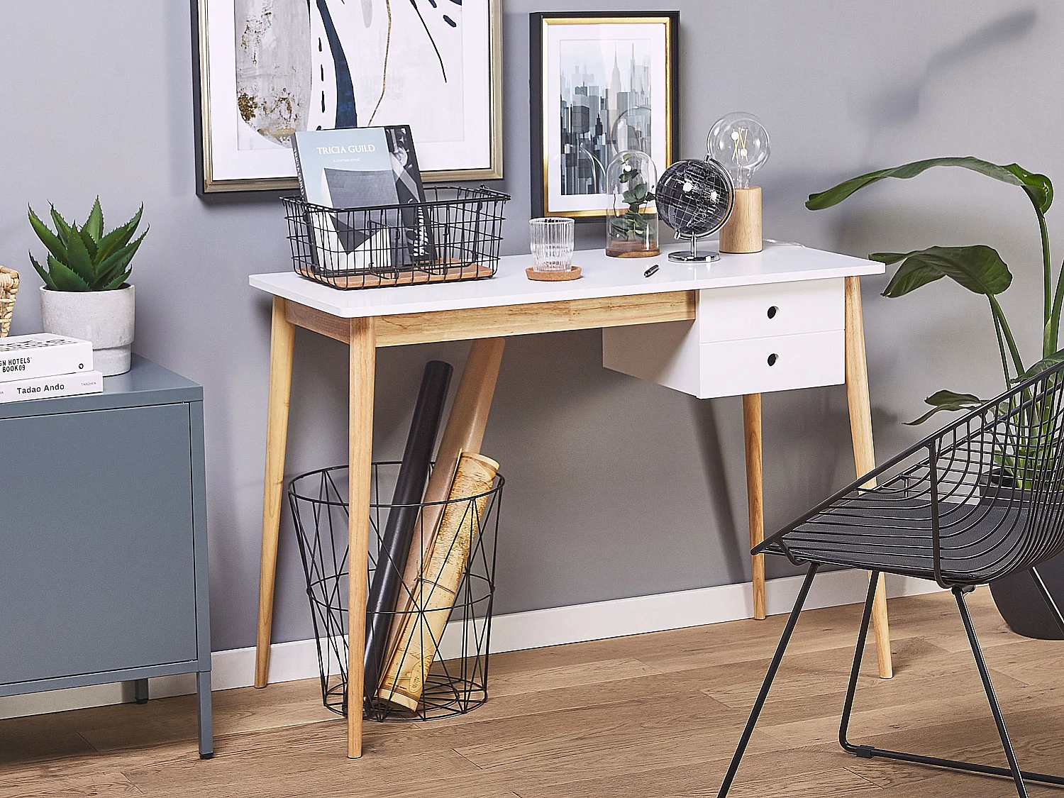 Table de bureau EBEME Blanc 106 cm 48 cm avec rangement