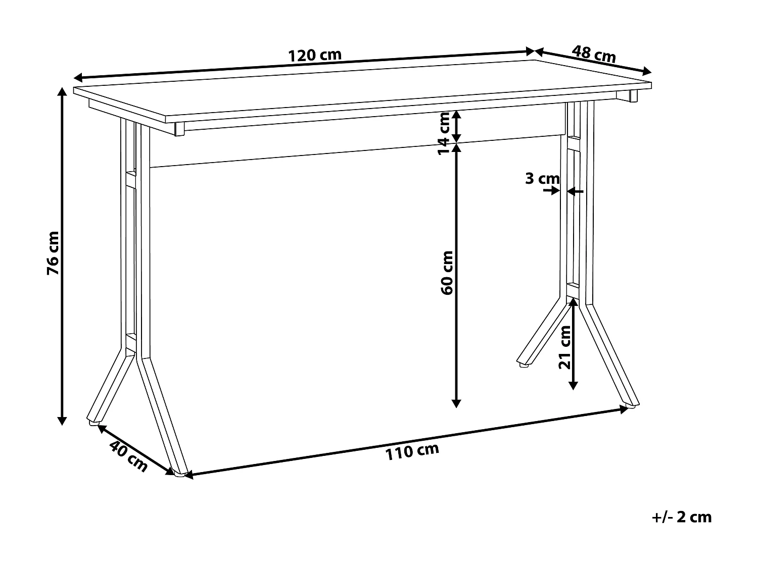 Table de bureau CREEK Marron foncé 120 cm 48 cm