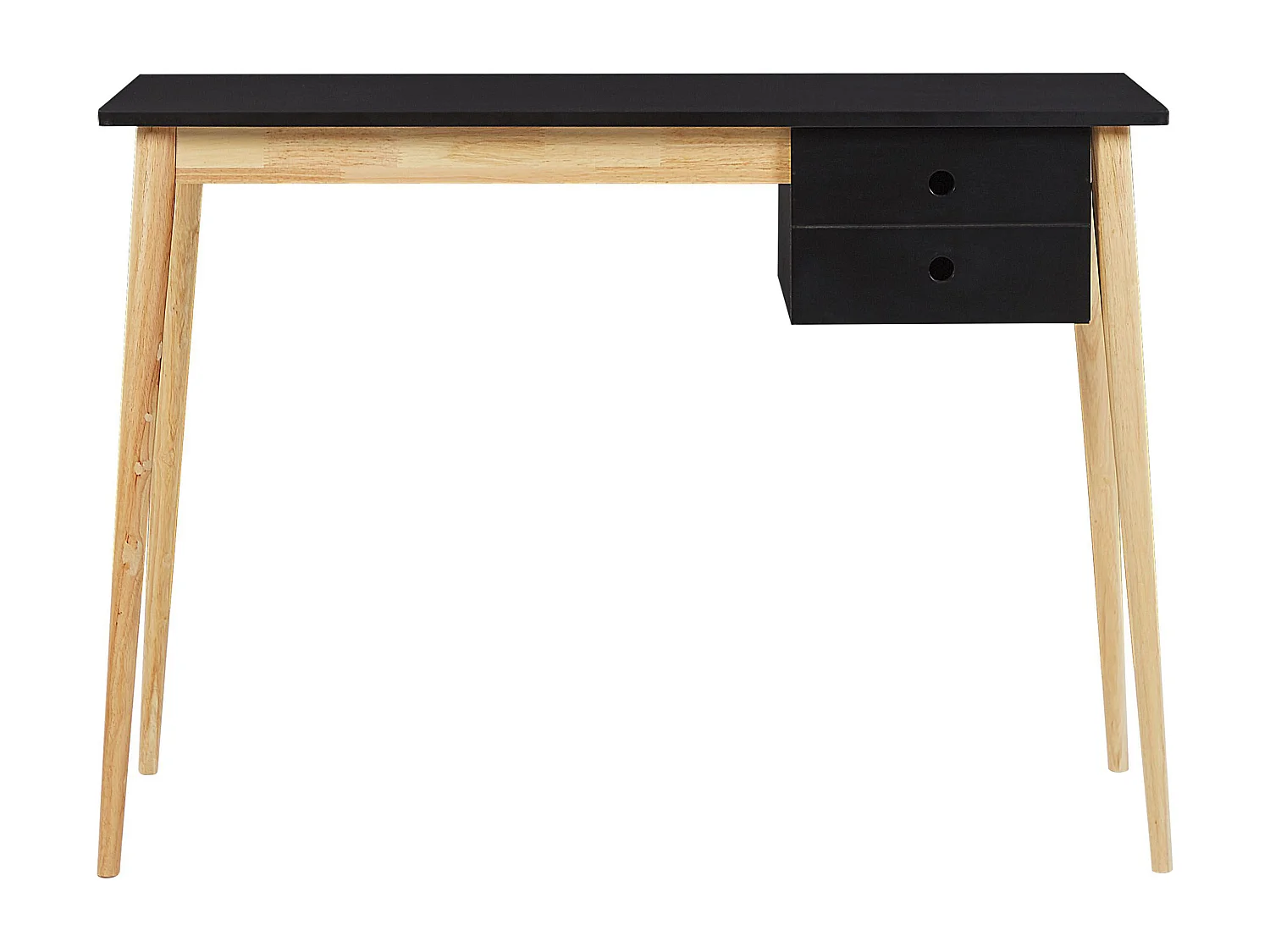 Biurko z szufladami 106 x 48 cm czarne z jasnym drewnem EBEME