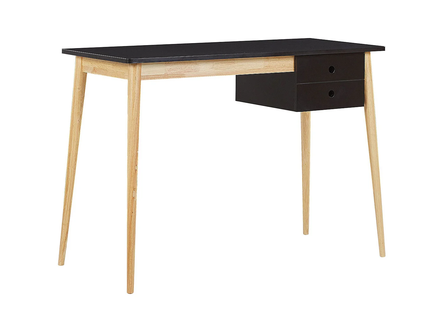 Minimalistischer Schreibtisch in Schwarz / heller Holzfarbton 106 x 48 cm Ebeme