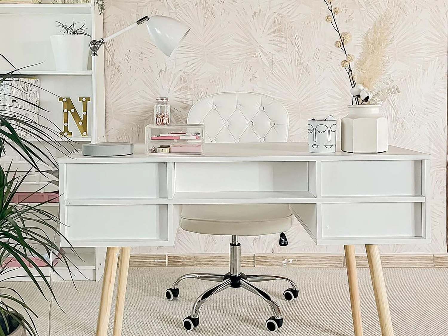 Secretária LEVIN Branco 110 cm 55 cm com arrumação