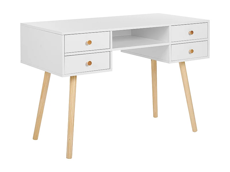 Table de bureau LEVIN Blanc 110 cm 55 cm avec rangement