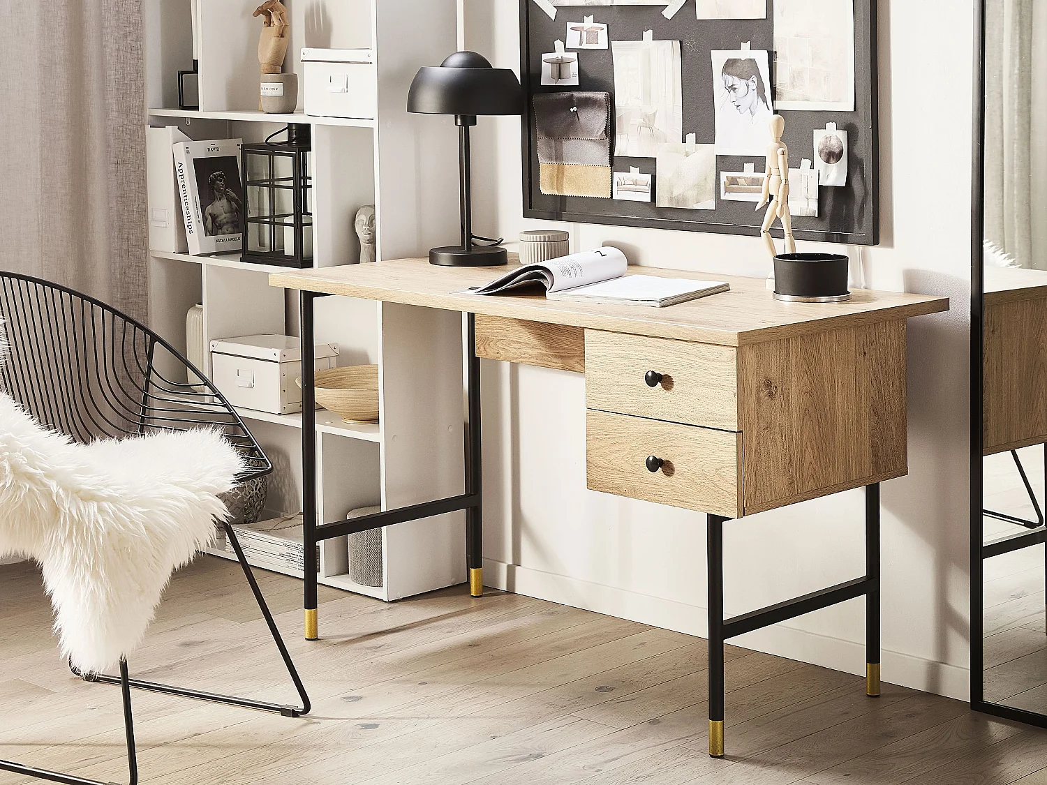 Table de bureau ABILEN Marron clair 120 cm 60 cm avec rangement