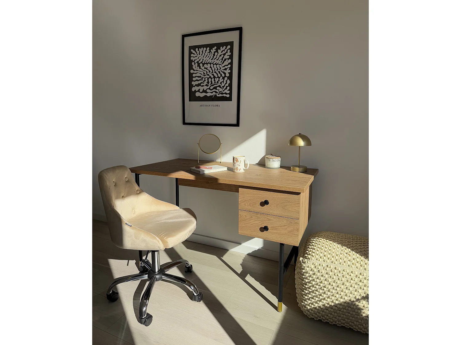 Home Office Desk ABILEN Light Brown 120 cm 60 cm with Drawers