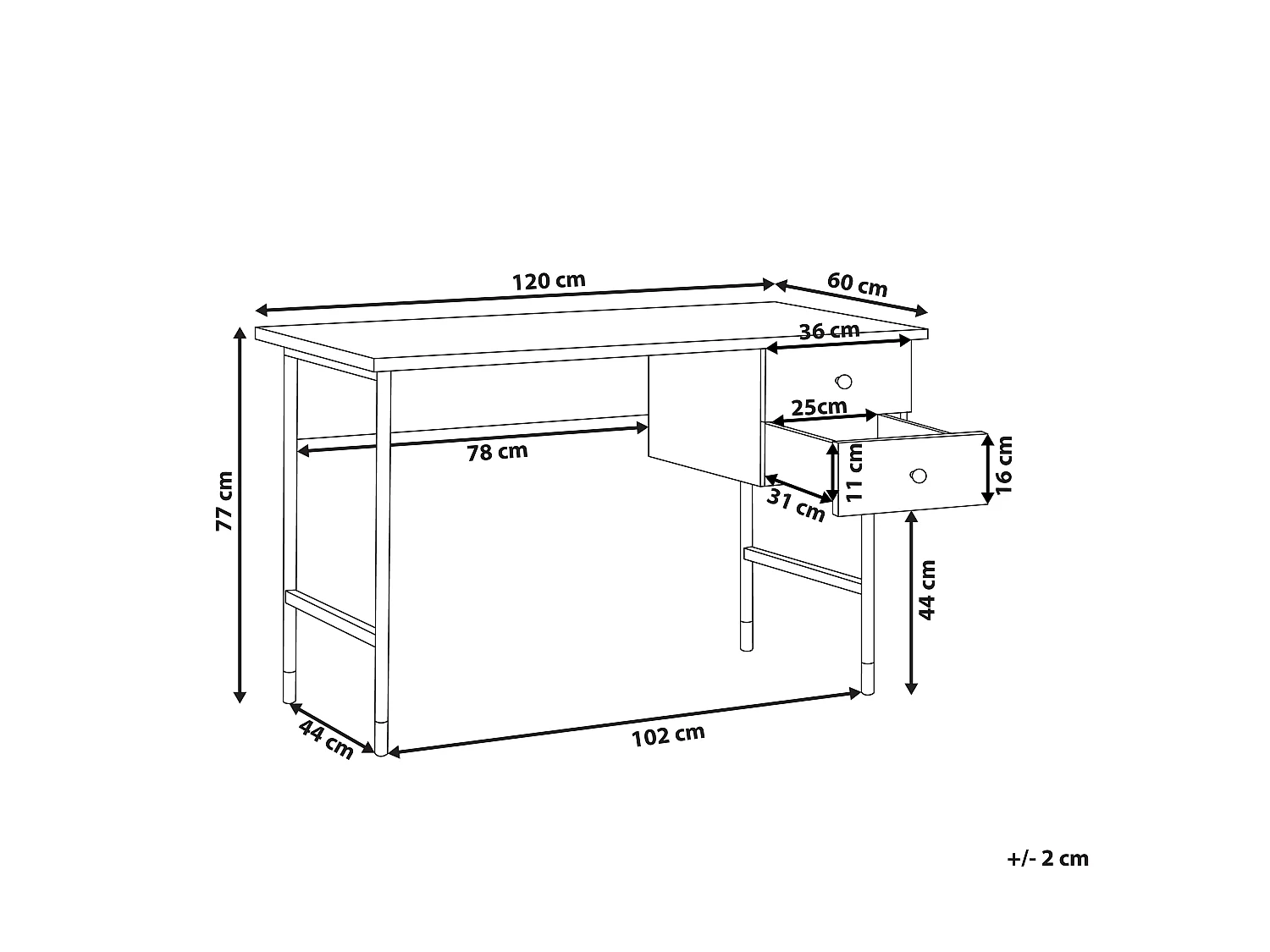 Table de bureau ABILEN Marron clair 120 cm 60 cm avec rangement