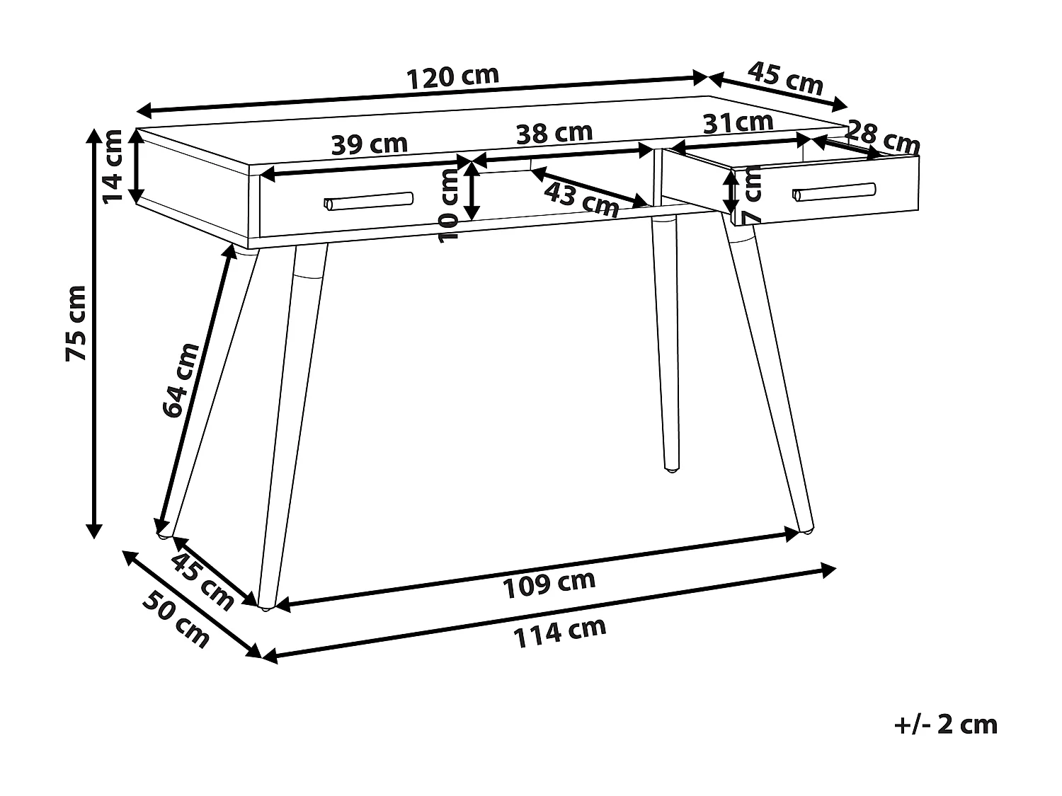 Tavolino consolle bianco grigio scuro e legno chiaro 120 x 45 cm FRISCO