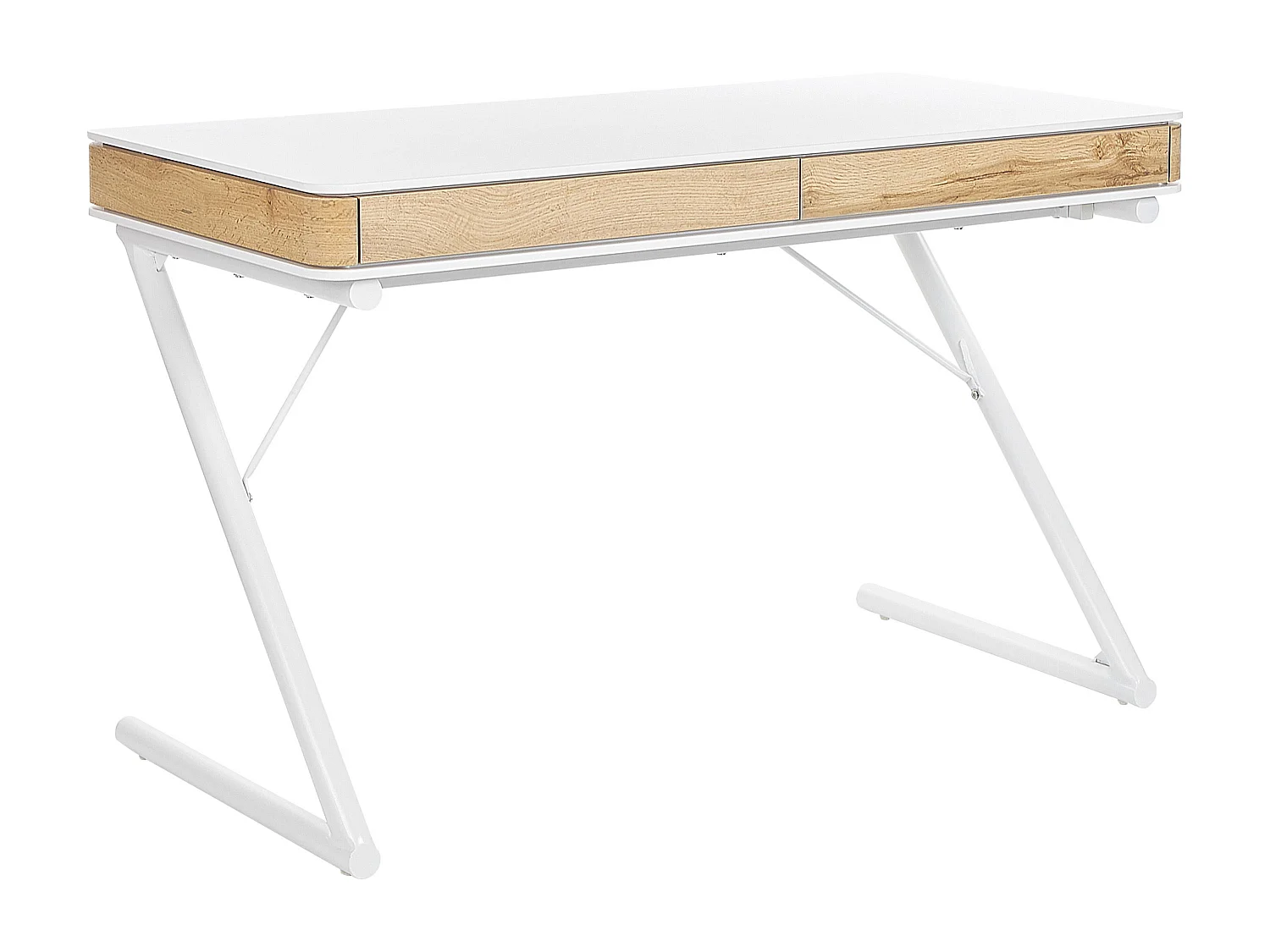 Bureau blanc / effet bois clair avec 2 tiroirs 120 x 60 cm FONTANA