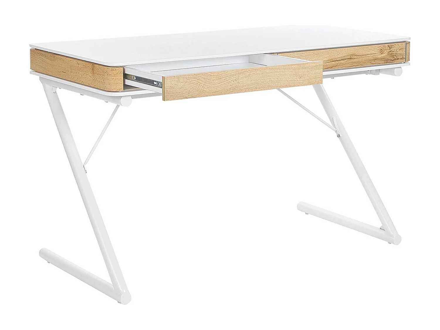 Bureau blanc / effet bois clair avec 2 tiroirs 120 x 60 cm FONTANA