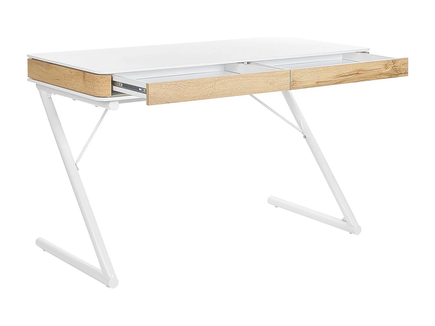 Bureau blanc / effet bois clair avec 2 tiroirs 120 x 60 cm FONTANA