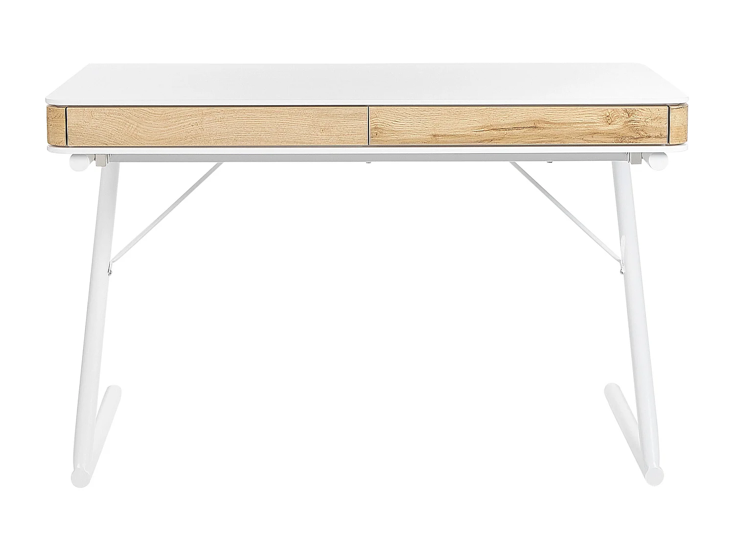 Bureau blanc / effet bois clair avec 2 tiroirs 120 x 60 cm FONTANA