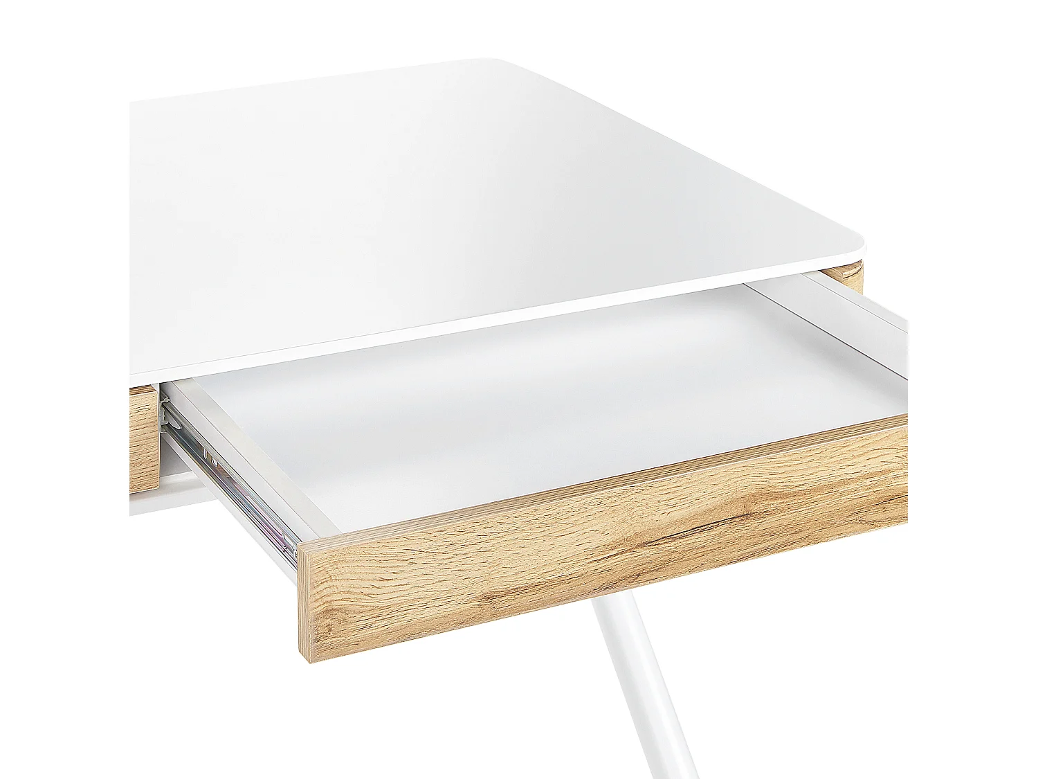 Bureau blanc / effet bois clair avec 2 tiroirs 120 x 60 cm FONTANA